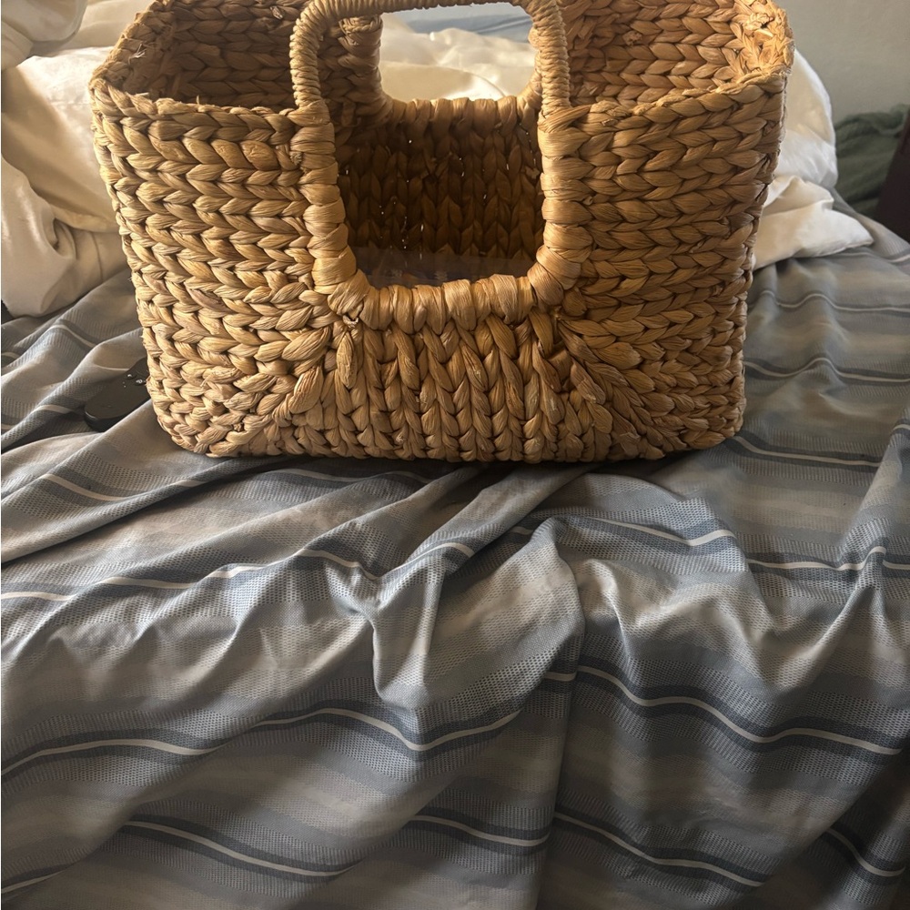 Stylish Tan Woven Tote Bag